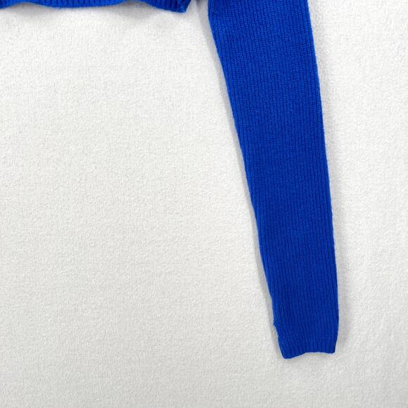 SAVAGE X FENTY Ms Minx Knit Shrug Crop Sweater Womens M Blue Ribbed Mock Neck - Picture 9 of 16